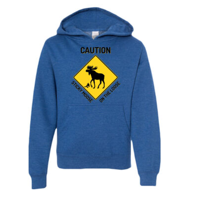Caution Sticky Moose - Youth Midweight Hooded Sweatshirt Thumbnail